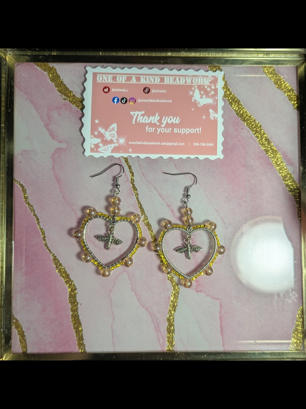 Gold Heart Dangle Earrings